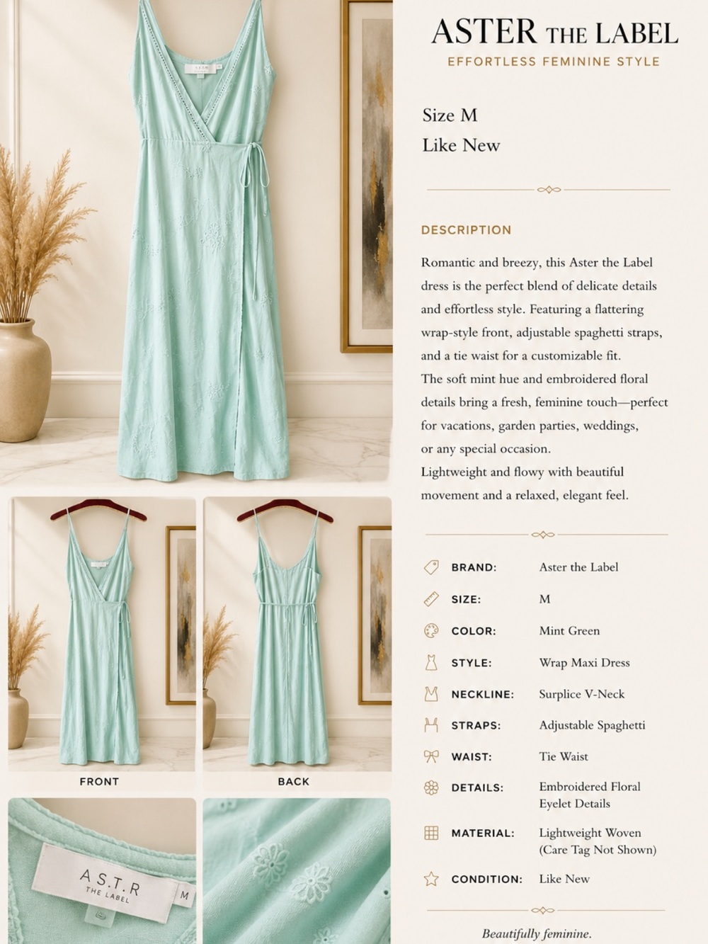 Aster the Label Mint Green Wrap Maxi Dress